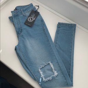 High Waisted Light Denim Jeans